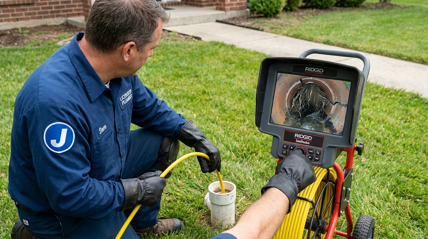 Sewer camera inspection being performed by Johns Plumbing LLC in Fulton
